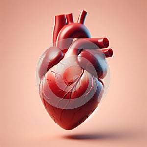 Realistic Human Heart 3D Render Anatomy Diagram with Vector Illustration of Organ