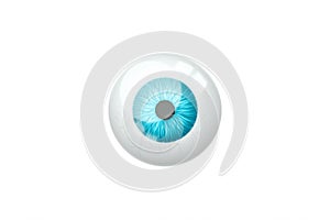 Realistic human pupil blue isolated on white background. eyeball, iris, anatomy of the organ of vision. 3D render, 3D illustration