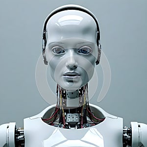 Realistic Humanoid Robot with Intricate Wiring and Glossy White Exterior Unveiled