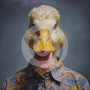 Realistic Hyper-detailed Duck Portrait In Nostalgic Style