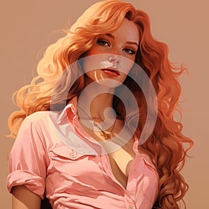 Realistic Hyper-detailed Portraits Of A Glamorous Red-haired Girl