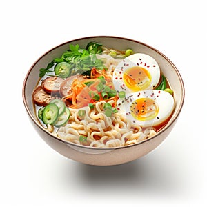 Realistic Hyper-detailed Ramen Bowl With Vegetables And Egg