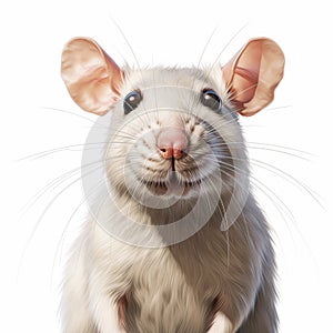 Realistic Hyper-detailed Rendering Of A Colorful Caricature White Rat
