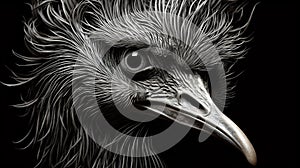 Realistic Hyper-detailed Rendering Of Emu Head Made Of Cajal-retzius Cell photo