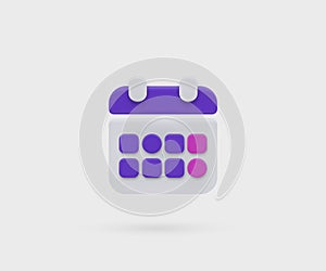 Realistic icon with calendar 3d. Time icon vector. Calendar deadline. Realistic 3d vector. Vector illustration