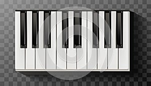 Realistic icon vector piano with keyboard black and white