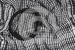 Realistic illustration background texture, pattern. Wool scarf, like Yasser Arafat. The Palestinian keffiyeh is a black and white