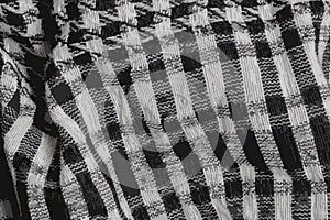Realistic illustration background texture, pattern. Wool scarf, like Yasser Arafat. The Palestinian keffiyeh is a black and white