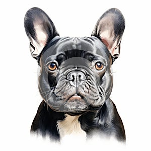 Realistic Illustration Of A Black French Bulldog