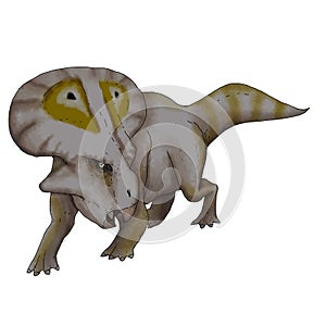 Realistic illustration of a dinosaur of the protoceratops species