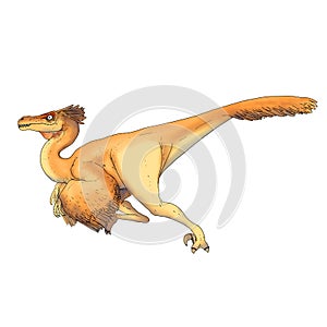 Realistic illustration of a dinosaur of the velociraptor species