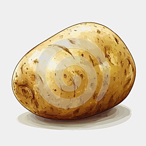 Realistic illustration of a fresh and unprocessed potato, showcasing its natural shape, texture, and earthy color photo