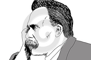Realistic illustration of the German philosopher Friedrich Nietzsche
