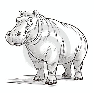 Realistic Illustration Of A Hippopotamus In Frank Cho Style
