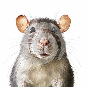 Realistic Illustration Of A Rat With Large Eyes And Big Ears