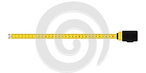 Realistic illustration with tape measure yellow. Stock image. Vector illustration.