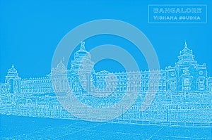 REALISTIC ILLUSTRATION OF VIDHANA SOUDHA BANGALORE KARNATAKA INDIA illustration