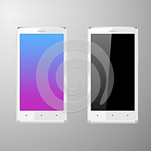 Realistic illustration of a white smartphone with editable screen