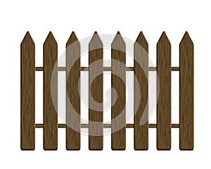 Realistic illustration of a wooden fence made of boards with textured wood, isolated on a white background, vector