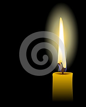 Realistic illustration of yellow candle