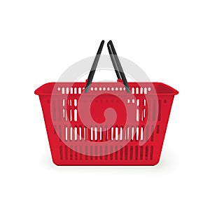 Realistic image of empty plastic shopping basket