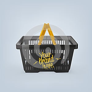 Realistic image of empty plastic shopping basket