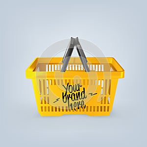 Realistic image of empty plastic shopping basket