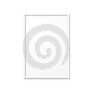 Realistic image frame with gray border and shadow. Isolated on white background. Minimalistic geometric design. Empty