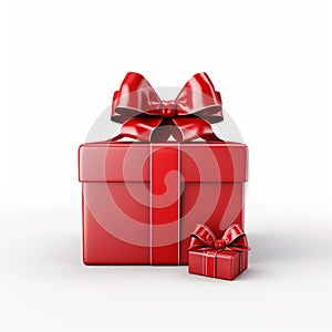 Realistic Image Of Red Gift Box With Untied Ribbons And Bow
