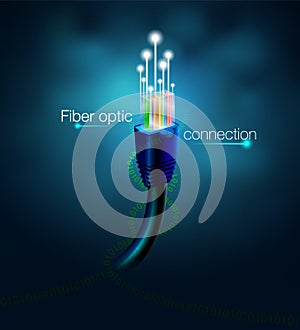 Realistic images of fiber optic connector cables