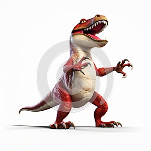 Realistic And Imaginative Red Dinosaur Illustration With Charming Character Design photo