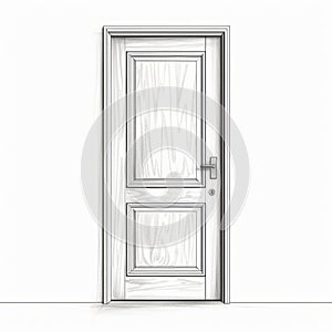 Realistic Impression Of A Sketchy Door On White Background photo
