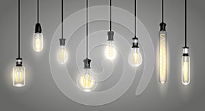 Realistic incandescent lamps or hang bulb wire light