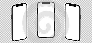 Realistic iphone 12. Mockup empty screen, isolated on transparent background. Vector illustration EPS 10