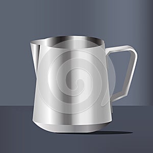 realistic iron creamer coffee tools concept
