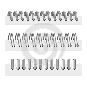 Realistic Iron Spiral Ring Binders Set. Vector