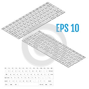 Realistic isometry of modern keyboard. Vector illustration.