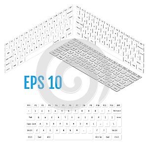 Realistic isometry of modern keyboard. Vector illustration.