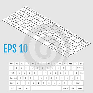 Realistic isometry of modern keyboard. Vector illustration.