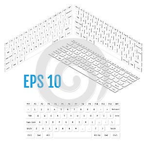 Realistic isometry of modern keyboard. Vector illustration.