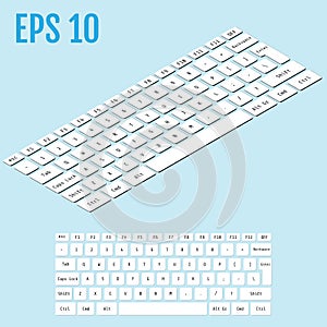 Realistic isometry of modern keyboard. Vector illustration.