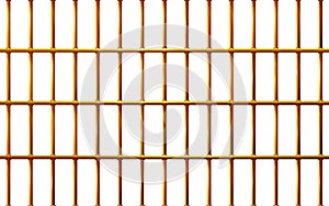 Realistic Jail bars golden, prison background iron interior. Yellow cells old. Banner vector detailed illustration metal lattice.