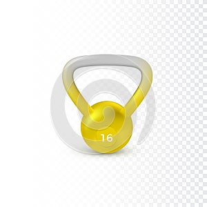 Realistic kettlebell. Weight of 16 kilograms. Equipment for bodybuilding and workout. Vector