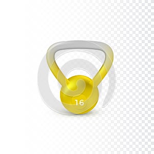 Realistic kettlebell. Weight of 16 kilograms. Equipment for bodybuilding and workout. Vector photo