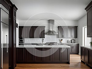 realistic kitchen design with hyperdetailed medium shot.