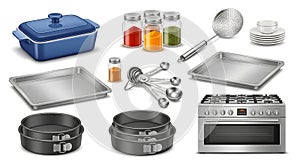 Realistic Kitchenware and Bakeware Essentials Set