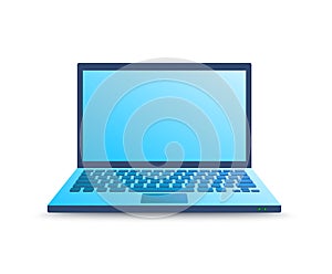 realistic laptop in blue gradient color