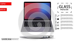 The realistic laptop on a white background. Vector illustration.eps10 photo