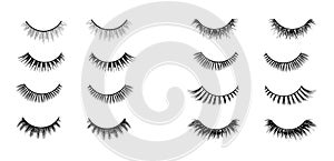 Realistic lashes set. Lashes extensions vector illustration.