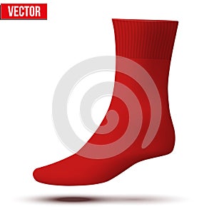 Realistic layout of red sock. A simple example.